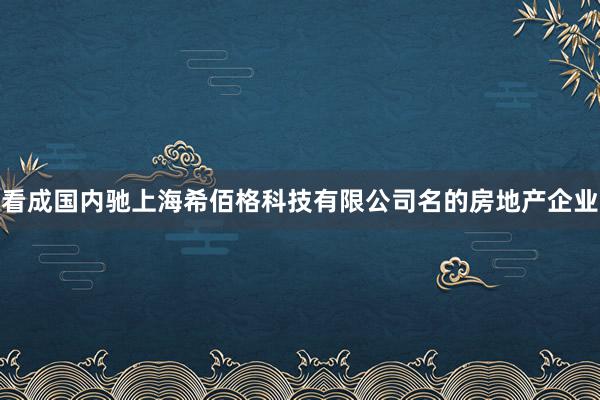 看成国内驰上海希佰格科技有限公司名的房地产企业